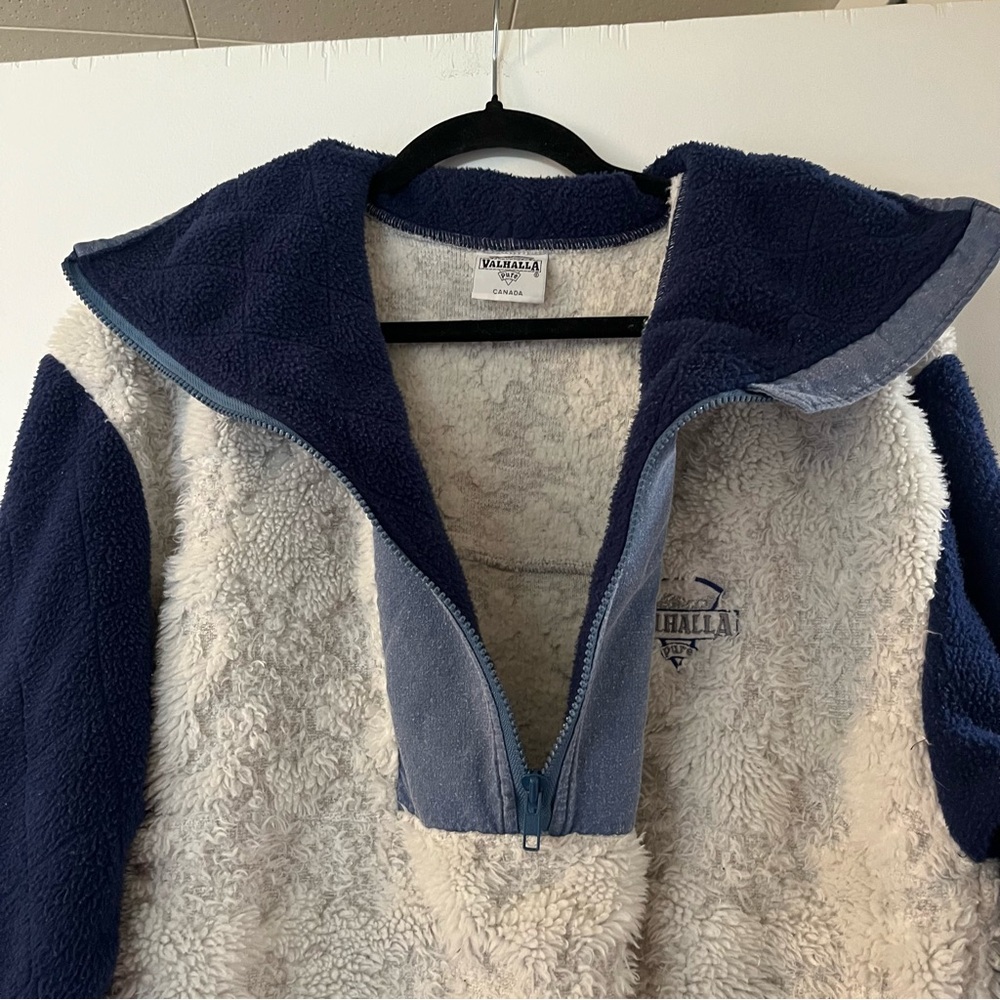 Valhalla Pure Sherpa Half-Zip Pullover Sweater - Navy & Cream
